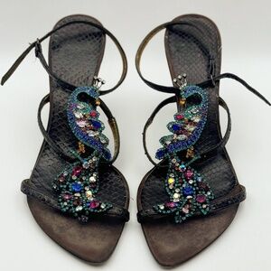 Vintage Rare Vero Cuoio shoes crystal peacock women’s heels size 37